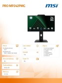 MSI Monitor 23.8 cala PRO MP242PMG LED/FHD/Flat/120Hz/czarny