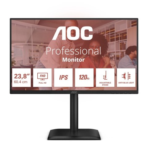AOC Monitor 24E4U 23.8 cala IPS 120Hz HDMI DP VGA Pivot Głośniki