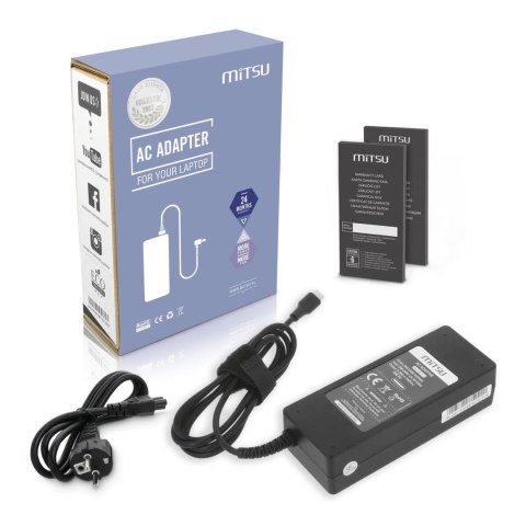 Mitsu Zasilacz sieciowy Mitsu 100W USB-C, USBC, 5-20V, 3-5A (black) do notebooka