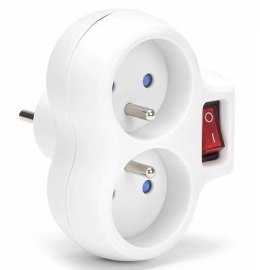 Montis Rozgałęźnik sieciowy MONTIS MT148-WH podwójny z wyłącznikiem biały