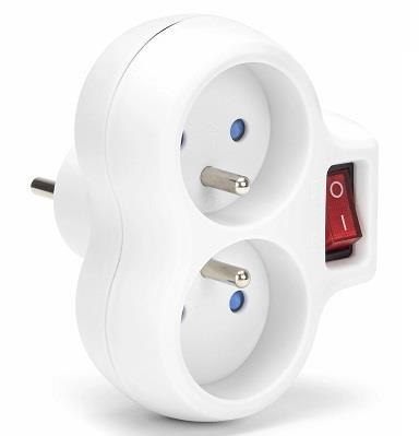 Montis Rozgałęźnik sieciowy MONTIS MT148-WH podwójny z wyłącznikiem biały