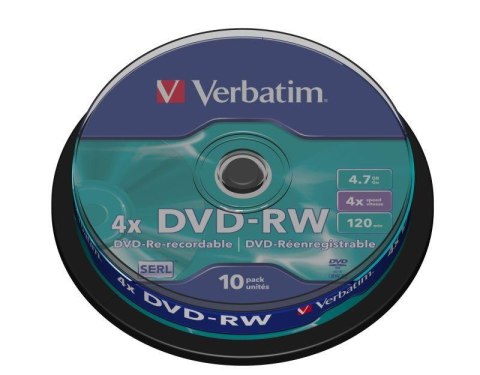 Verbatim Płyty DVD-RW Verbatim 4x 4.7GB (Cake 10) MATT SILVER