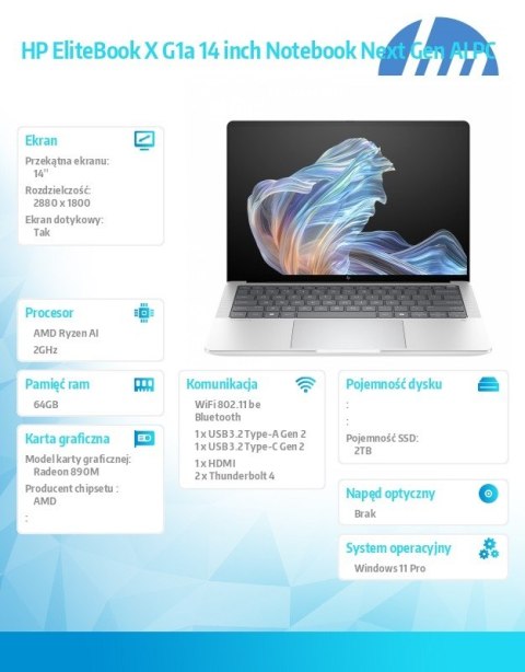 HP Inc. Notebook EliteBook X G1a AI9HXP375 2TB/64GB/W11P/14.0 B9ZW9ET