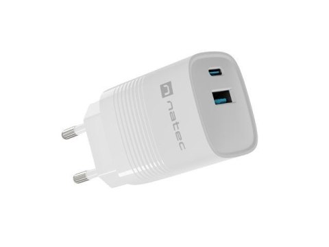 Natec Ładowarka sieciowa, Ładowarka do laptopa Natec Ribera Gan 1x USB-A + 1x USB-C 30W biała