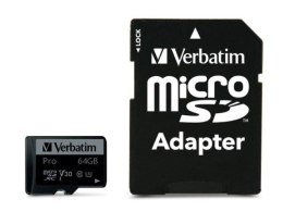 Verbatim Karta pamięci Micro SDXC Verbatim 64GB Class 10 UHS-1 + adapter SD