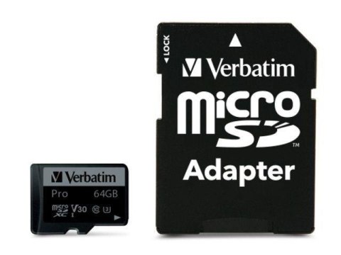Verbatim Karta pamięci Micro SDXC Verbatim 64GB Class 10 UHS-1 + adapter SD