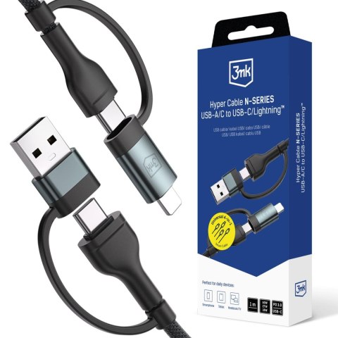 3mk Protection Kabel USB 3mk Hyper Cable N-SERIES USB-A/C to USB-C/Lightning 60W 20V/3A 1,2m