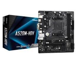 ASRock Płyta ASRock A520M-HDV /AMD A520M/DDR4/SATA3/M.2/USB3.1/PCIe3.0/AM4/mATX