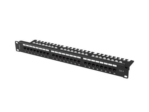 LANBERG Patch panel Lanberg 24 Port 1U 19" Kat.6 UTP z organizerem kablowym czarny