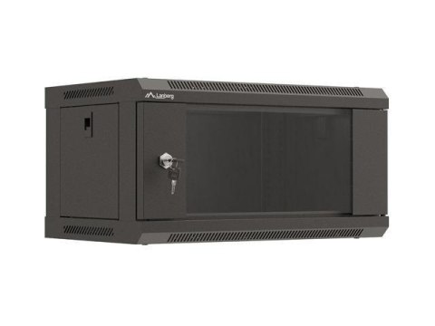 LANBERG Szafa instalacyjna Rack wisząca 19" 4U 540x350 czarna Drzwi przeszklone Lanberg (flat pack)