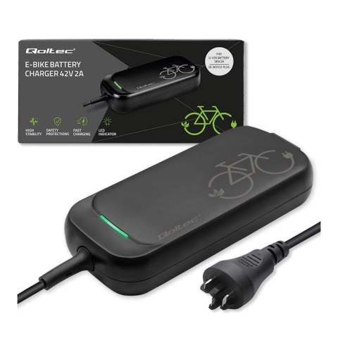 Qoltec Ładowarka Qoltec do roweru Bosch 36V | 42V | 2A | Bosch plug | wodoodporna + kabel zasilający