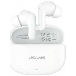 USAMS Słuchawki z mikrofonem Usams E05 TWS Bluetooth 5.0+ stacja dokująca - białe