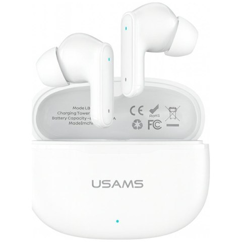 USAMS Słuchawki z mikrofonem Usams E05 TWS Bluetooth 5.0+ stacja dokująca - białe