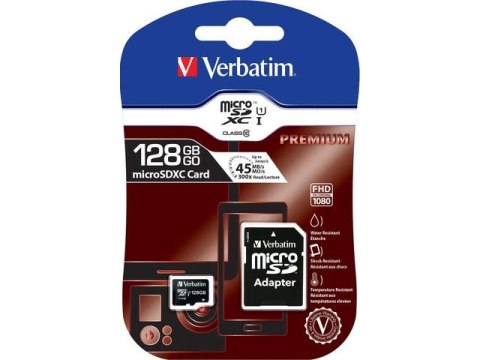 Verbatim Karta pamięci MicroSDXC Verbatim 128GB Class 10 + adapter