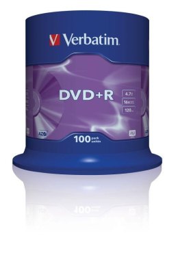 Verbatim Płyty DVD+R Verbatim 16x 4.7GB Matt Silver (Cake 100)