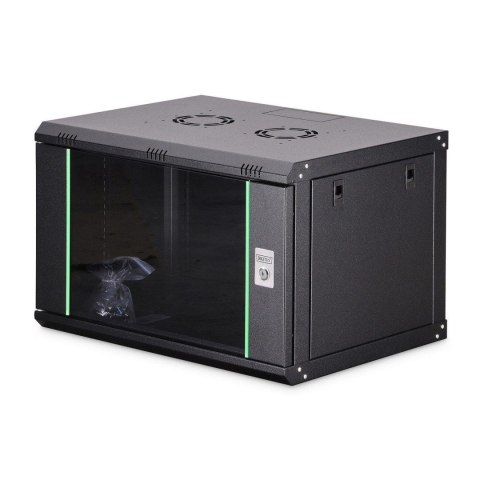 Digitus Szafa sieciowa wisząca jednosekcyjna DIGITUS Dynamic 19" 7U, 600x450, drzwi szyba, czarny, niezmontowana, 60kg