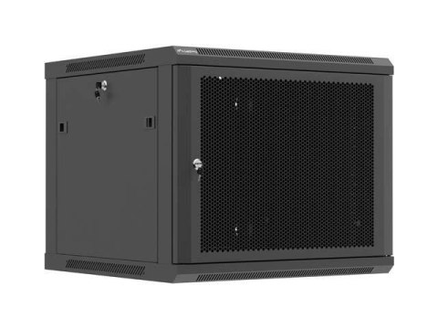 LANBERG Szafa instalacyjna Rack 19" Lanberg 9U 600x600 wisząca czarna drzwi perforowane (flat pack)