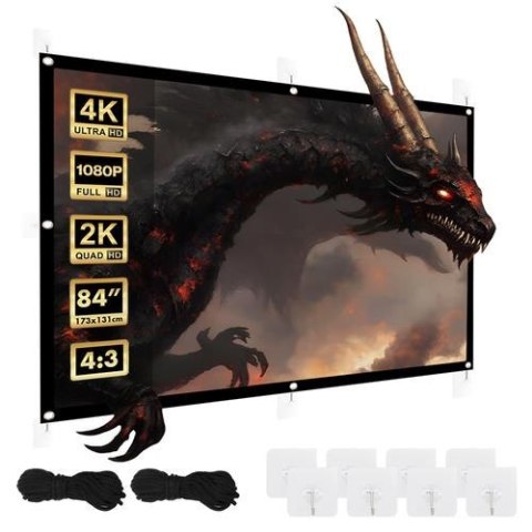 Maclean Ekran projekcyjny Maclean MC-166, 84", 175x131cm, obramowanie 25mm 4:3, haczyki do naciągu