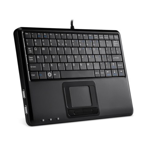 Perixx Klawiatura przewodowa Perixx PERIBOARD-510 H, touchpad, 2x hub USB, czarna