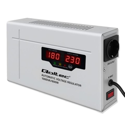 Qoltec Stabilizator napięcia AVR Qoltec 1000VA 3% | Compact | Toroidalny transformator