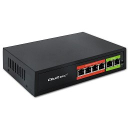 Qoltec Switch niezarządzalny Qoltec przełącznik sieciowy Fast Ethernet PoE | 4x RJ45 | 2x RJ45 Uplink | 65W | 10/100Mb/s