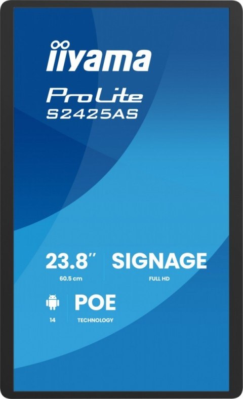 IIYAMA Monitor 23.8 cala ProLite S2425AS-B1 IPS,FHD,A14,24/7,RJ45, iiSignage, WI-FI