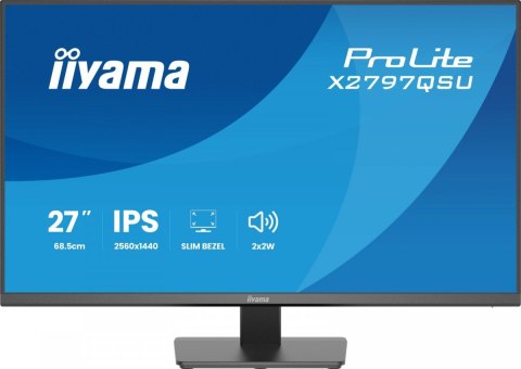 IIYAMA Monitor 27 cali X2797QSU-B1 IPS,QHD,HDMI,DP,350cd, 75Hz, 4x USB, bezramkowy