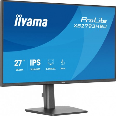 IIYAMA Monitor 27 cali XB2793HSU-B1 IPS, HDMI, DP, 2x2W, 2xUSB, 350cd, 1500:1, HAS 150/PIVOT