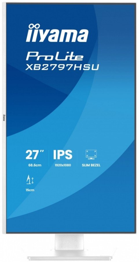 IIYAMA Monitor 27 cali XB2797HSU-W1 IPS, FHD, HDMI, DP, 120Hz, 2xUSBv3.2, 2xUSB-C, 350 CD, x2W, HAS 150/PIVOT, Biały