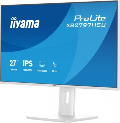 IIYAMA Monitor 27 cali XB2797HSU-W1 IPS, FHD, HDMI, DP, 120Hz, 2xUSBv3.2, 2xUSB-C, 350 CD, x2W, HAS 150/PIVOT, Biały