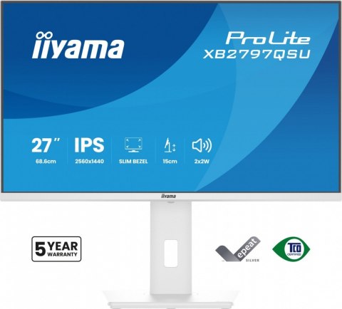 IIYAMA Monitor 27 cali XB2797QSU-W1 IPS, QHD, 2xHDMI, DP, 350cd, 75Hz, 1000:1, USB HUB x4