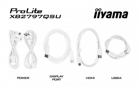 IIYAMA Monitor 27 cali XB2797QSU-W1 IPS, QHD, 2xHDMI, DP, 350cd, 75Hz, 1000:1, USB HUB x4