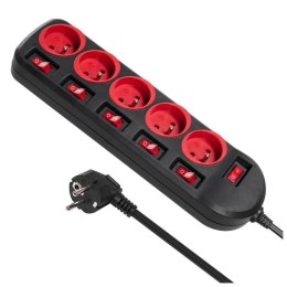 Maclean Listwa zasilająca przedłużacz Maclean MCE204 5 gniazd z włącznikami czarna 1,5m 2300W