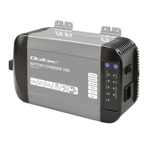 Qoltec Ładowarka inteligentna Qoltec Monolith do akumulatorów LiFePO4 AGM GEL SLA | 20A | 12V
