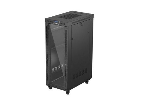 LANBERG Szafa instalacyjna Rack Lanberg stojąca 19" 32U 600x1000 czarna drzwi przeszklone LCD (flat pack)