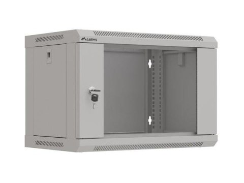 LANBERG Szafa instalacyjna Rack wisząca 19" 6U 540x350 szara Drzwi przeszklone Lanberg (flat pack)