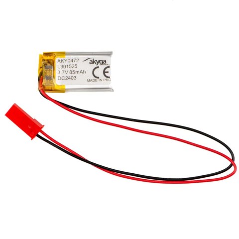 AKYGA Akumulator litowo-polimerowy Akyga AKY0472 LP301525 Li-Po 3.7V/85mAh PCM złącze JST 2.54 2-Pin 150mm
