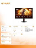 AOC Monitor 27 cali Q27G4SRU Fast IPS 320Hz HDMIx2 DP Pivot Głośniki