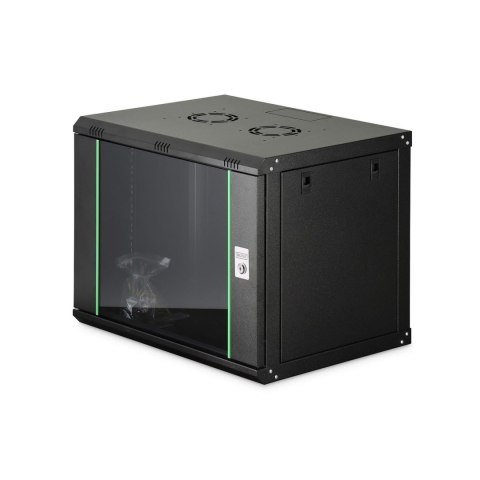 Digitus Szafa sieciowa wisząca jednosekcyjna DIGITUS Dynamic 19" 9U, 600x450, drzwi szyba, czarny, niezmontowana, 60kg