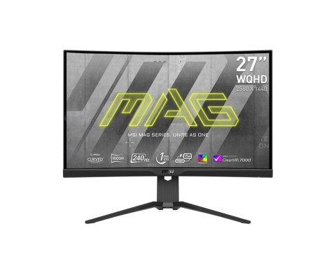 MSI Monitor 27 cali MAG 275CQRXF LED/QHD/Curved/240Hz/czarny