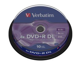 Verbatim Płyty DVD+R DL Verbatim 8x 8,5GB Matt Silver (Cake 10)