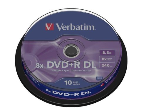 Verbatim Płyty DVD+R DL Verbatim 8x 8,5GB Matt Silver (Cake 10)