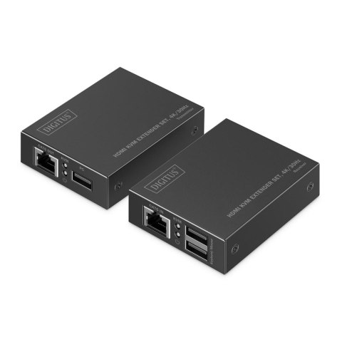 Digitus Przedłużacz/Extender DIGITUS KVM HDMI+USB 1.1 do 40m/70m po kat.6 z 4K/30Hz, max. 253 odbiorniki, PoC (Power over Cable) (zestaw