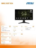 MSI Monitor 23.8 cala MAG 245F X24 LED/FHD/Flat/240Hz/czarny