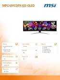 MSI Monitor MPG 491CQPX QD-OLED LED/QD-LED/Zakrzywiony/240Hz/49 cali/Czarny