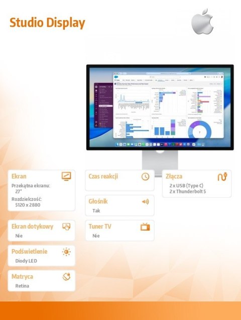 Apple Studio Display - Standard Glass - Podstawka z regulacją pochylenia oraz wysokości