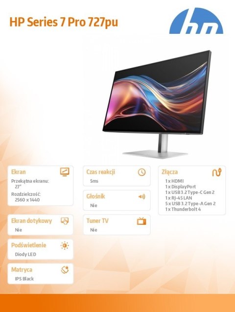 HP Inc. Monitor S7 Pro 727pu QHD Thunderbolt 4 8J9E6UT#ABB