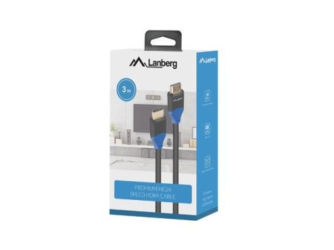 LANBERG Kabel HDMI Lanberg M/M v2.0 4K pełna miedź 3m czarny Box