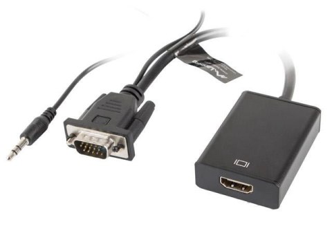 LANBERG Kabel adapter Lanberg VGA (M) + Audio -> HDMI (F) 0,2m czarny