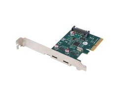 LANBERG Karta Lanberg PCI Express x1 -> 2x USB-C 3.2 Gen 2x1 Śledź low profile